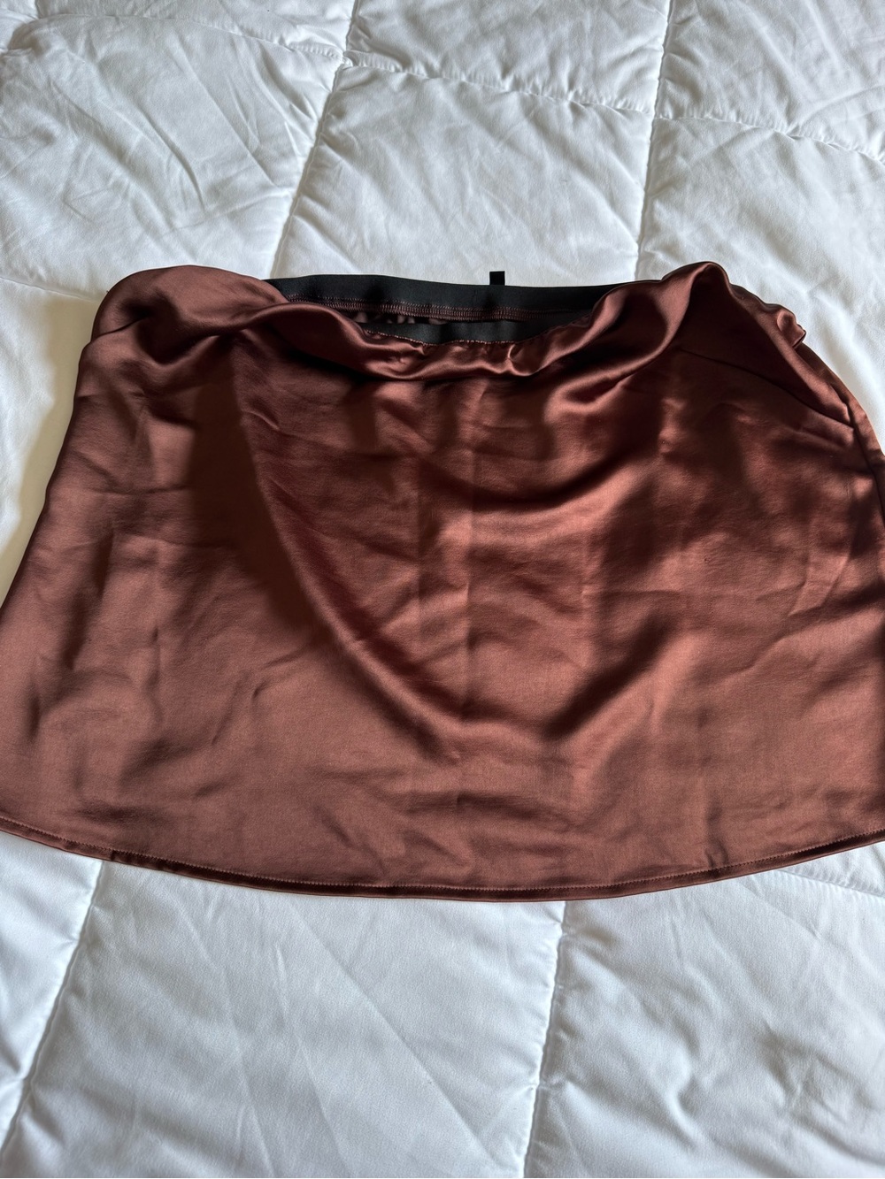 Express Satin Slip Skirt and Top in Deep Brown
